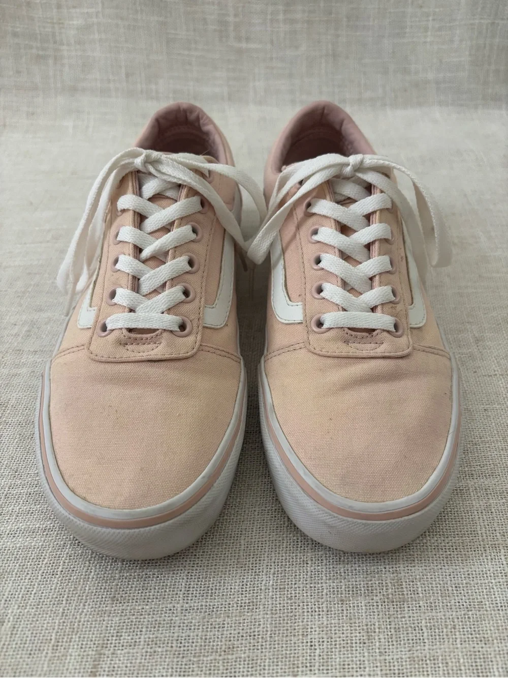 Vans Old Skool Low Top Canvas Sneakers Pink White 9
